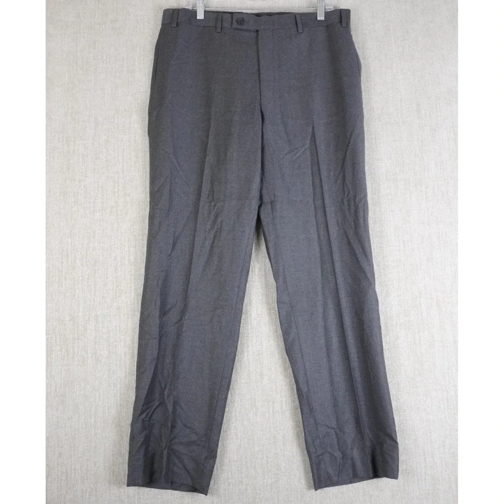 LRL Ralph Lauren Dress Pants Mens 36x32 Gray Pleated High Waist Rise Wool